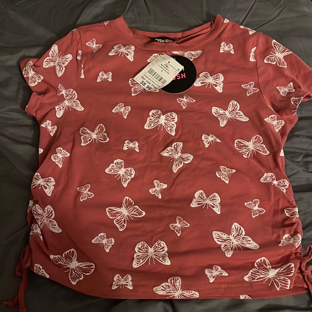 maeve pink butterfly cinched top